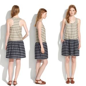 Madewell Drop-waist Dress in Trellis Stripe🌻SALE